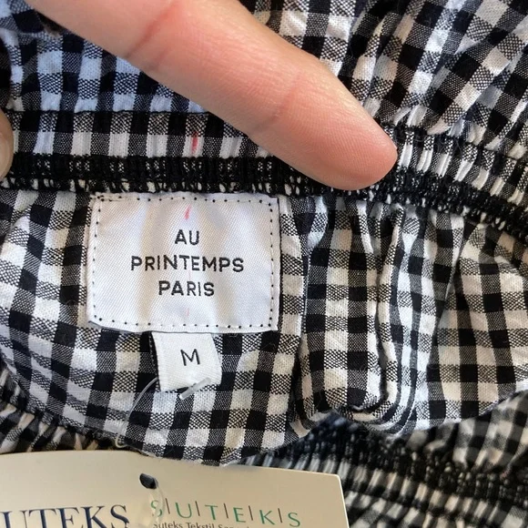 Au Printemps Paris Hardy Top Blouse Medium Black and White Medium - Picture 2 of 6